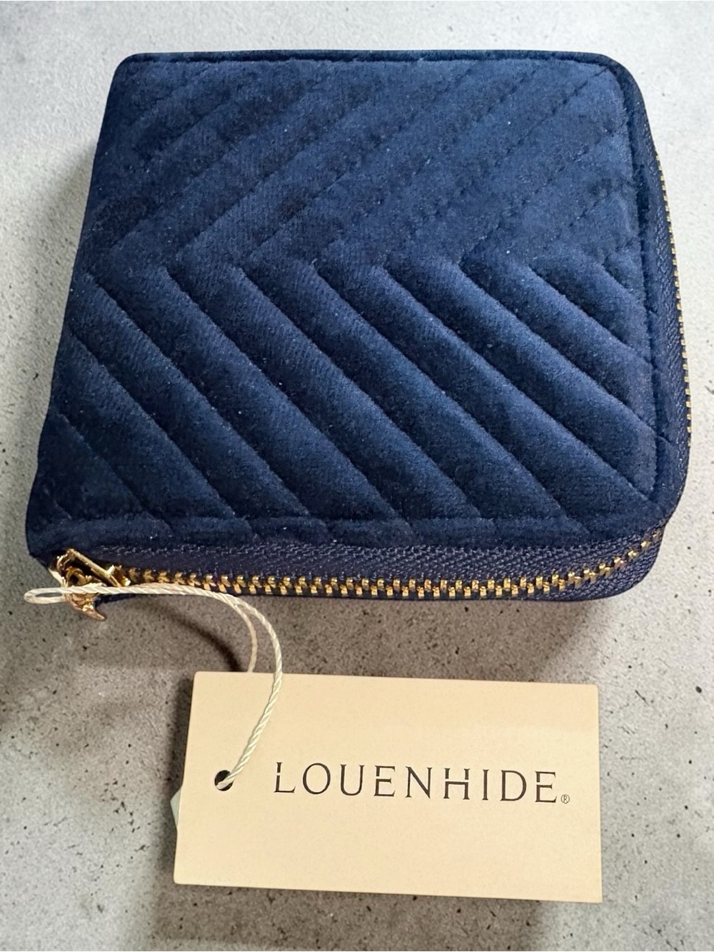 🆕Louenhide Quilted Navy Zip-Around Jewelry Case